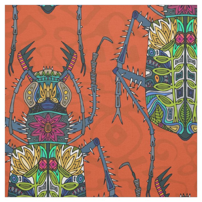 Blumenkäferorange Stoff (Muster)