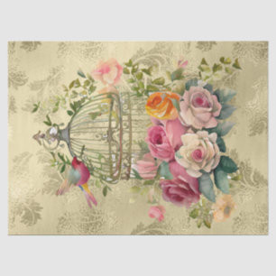 Blumenkäfig Gold Decoupage Seidenpapier
