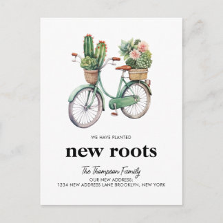 Blumenkaktus Cacti Fahrrad Neue Wurzeln Bewegung Ankündigungspostkarte