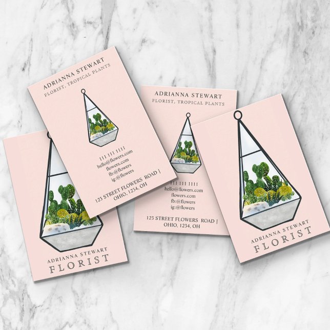 Blumenkaktus terrarium pink visitenkarte (Von Creator hochgeladen)