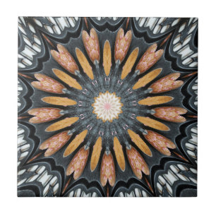 Blumenkaleidoskop-Kunst-Mosaik-orange Fliese