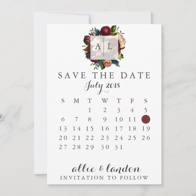 Blumenkalender Save The Date (Vorderseite)