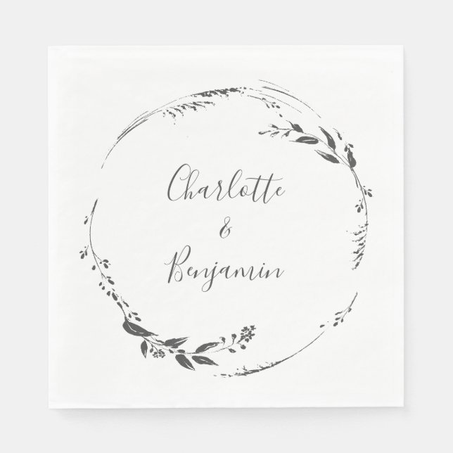 Blumenkalligrafie Custom Wedding White Serviette (Vorderseite)