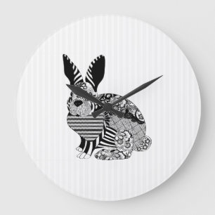 Blumenkaninchen Große Wanduhr