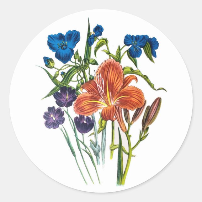 Blumenkarneval Runder Aufkleber (Vorderseite)