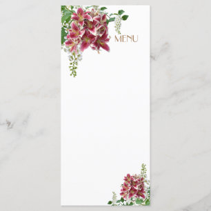 Blumenkarte des Hochzeitstiefels Menükarte