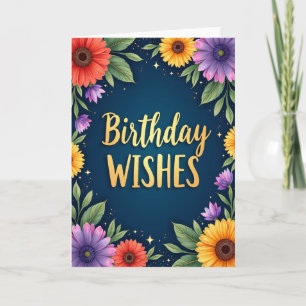Blumenkarte Golden Wishes Karte