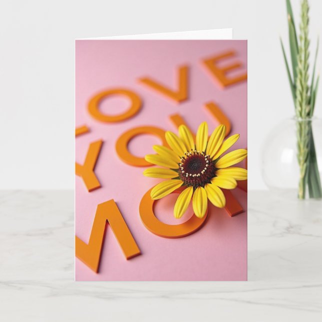 Blumenkarte in Blockschrift Karte (Vorderseite)