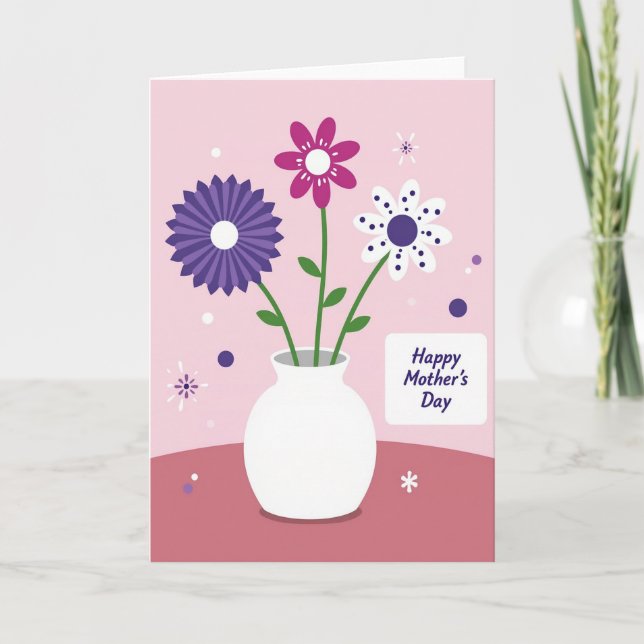 Blumenkarte mit Punkten Design Karte (Vorderseite)