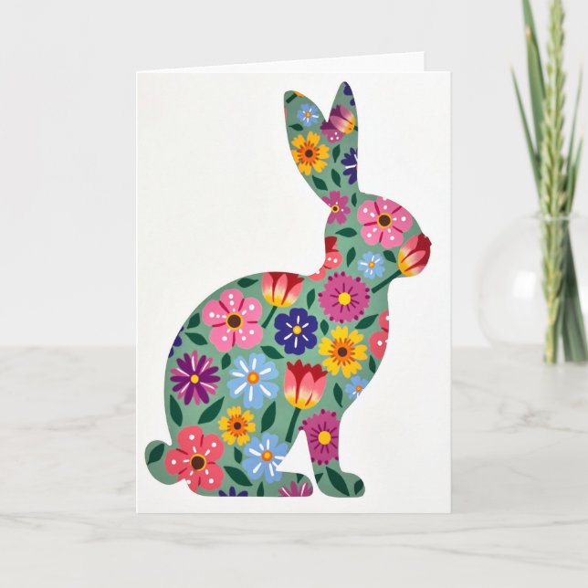Blumenkarte mit Tiermotiv Karte (Vorderseite)