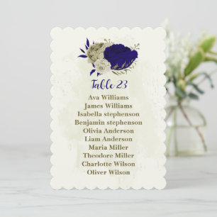 Blumenkarte (Royal Blue Beige) Einladung