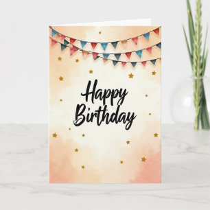 Blumenkarte zum Geburtstag mit Wasserfärbung Karte