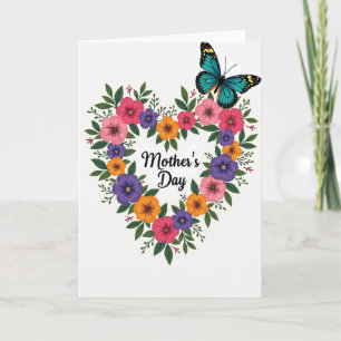 Blumenkarte zum Muttertag mit Schmetterling Karte