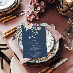 Blumenkarten für Hochzeitsmenüs für Wasserfarben Menükarte