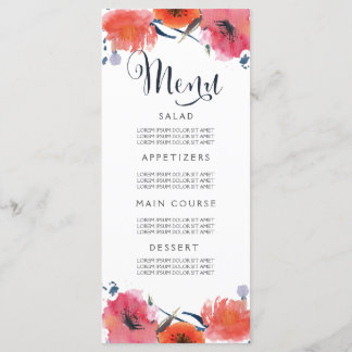 Blumenkarten für Hochzeitsmenüs in Wasserfarben Menükarte