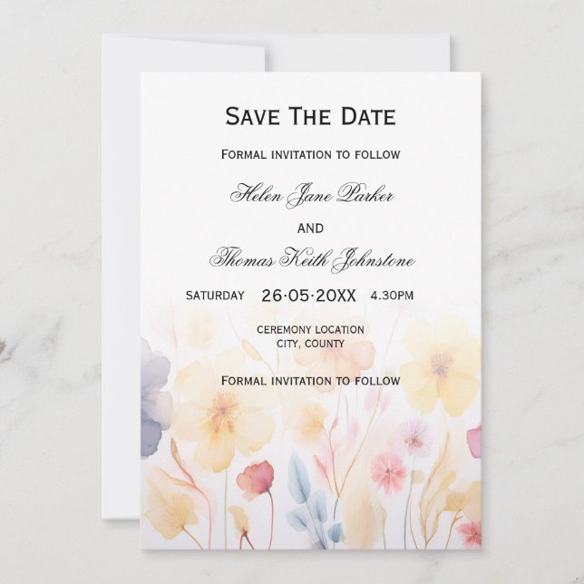 Blumenkarten Save the Date (Vorderseite)