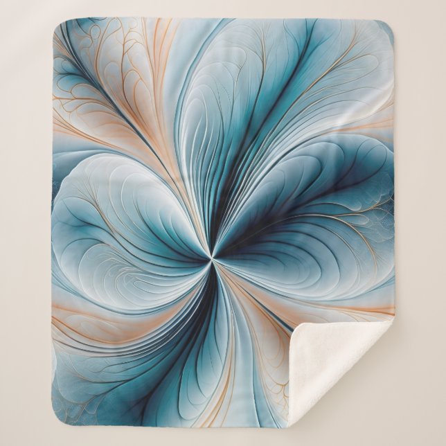 Blumenkaskade Weicher Aquamariner und goldener Abs Sherpadecke (Vorderseite)