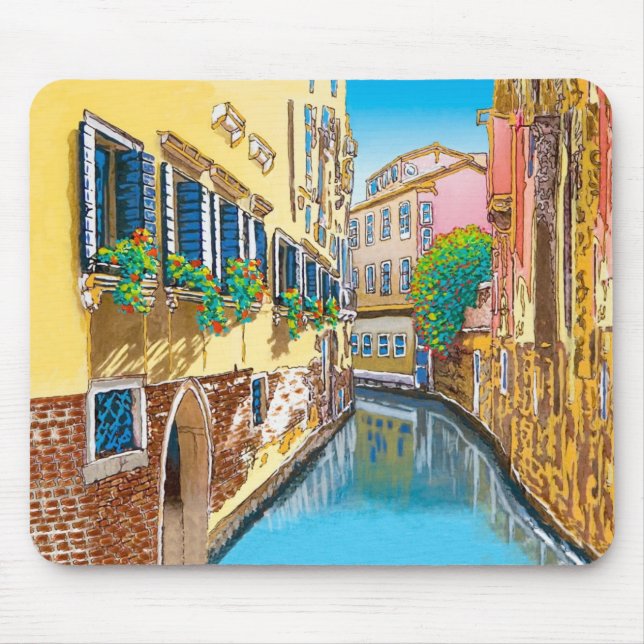 Blumenkästen entlang dem Kanal Mousepad (Vorne)