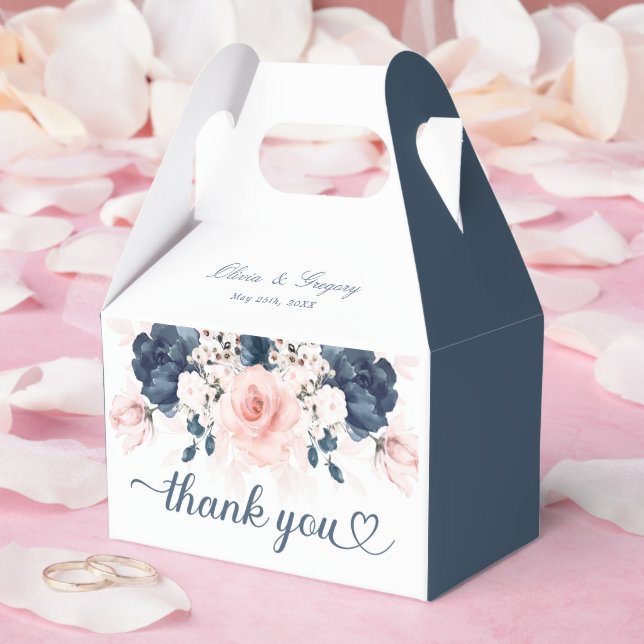 Blumenkasten in Navy Blue und Blush Pink Gastgesch Geschenkschachtel (Hochzeit)