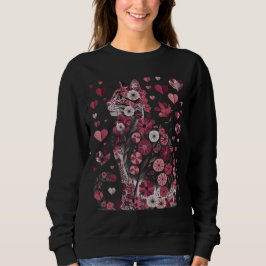 Blumenkatze der Liebe – Romantische rosa botanisch Sweatshirt