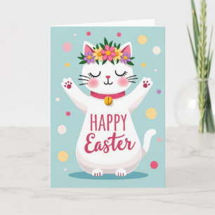 Blumenkatze Frohe Ostern Karte