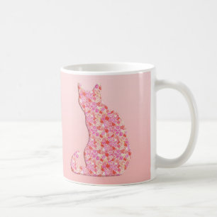Blumenkatze - korallenorange und rosa tasse