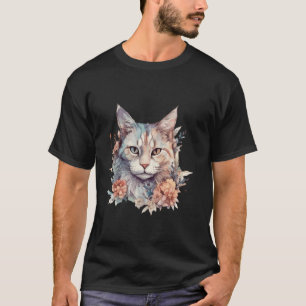 Blumenkatze Pastell Kunst Katze Feline Blüten Kätz T-Shirt