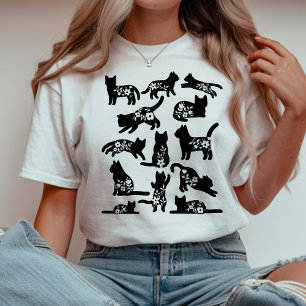 Blumenkatze Silhouette Botanische Katzenliebhabe Tri-Blend Shirt