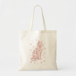 Blumenkatze Silhouette Tragetasche