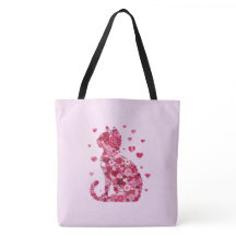 Blumenkatzen Silhouette ArtFaux überzogene Canvas 