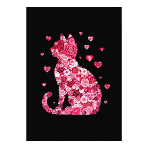 Blumenkatzen Silhouette ArtFaux überzogene Canvas Fotodruck
