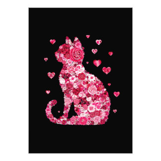 Blumenkatzen Silhouette ArtFaux überzogene Canvas Fotodruck