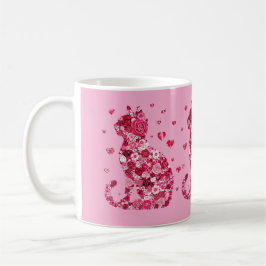 Blumenkatzen Silhouette ArtFaux überzogene Canvas  Kaffeetasse
