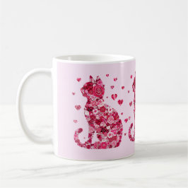 Blumenkatzen Silhouette ArtFaux überzogene Canvas  Kaffeetasse