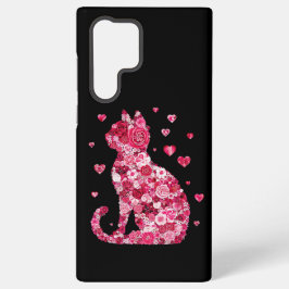 Blumenkatzen Silhouette ArtFaux überzogene Canvas  Samsung Galaxy Hülle