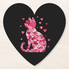 Blumenkatzen Silhouette ArtFaux überzogene Canvas  Untersetzer