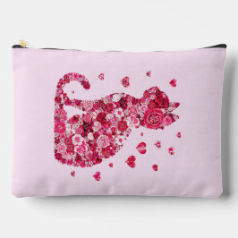 Blumenkatzen Silhouette ArtFaux überzogene Canvas  Zubehörtasche