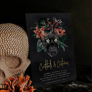 Blumenkehl Halloween Cocktails und Party für Kostü Folieneinladung
