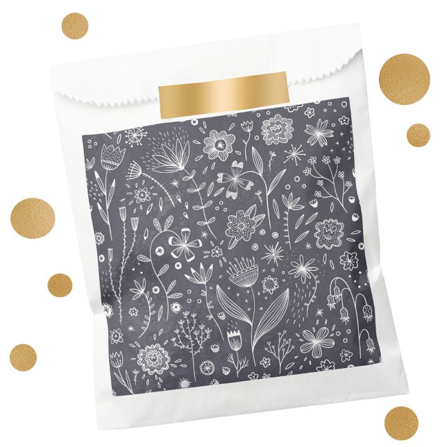 Blumenkhalkboard Geschenktütchen (Chalkboard floral art favor bag)