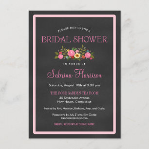 Blumenkhalkboard Stil Bridal Dusche Einladungen
