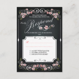 Blumenkhalkboard Vintag, kühl, Hochzeit RSVP
