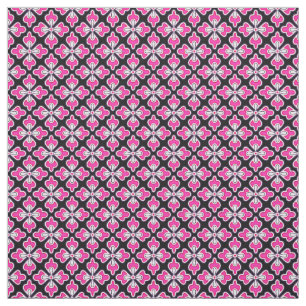 Blumenkimono-Druck, fuchsienrosa und schwarz Stoff