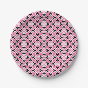 Blumenkimono, rosa, schwarz und weiß pappteller