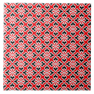 Blumenkimono, rot, schwarz und weiß fliese