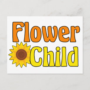 Blumenkind Süße Hippie Sonnenblume 70er Postkarte