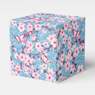Blumenkirschblüten-Blau-Glitzer Geschenkschachtel