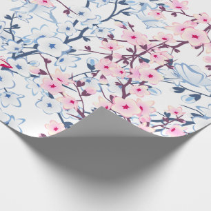 Blumenkirschblüten-blaues Rosa Geschenkpapier