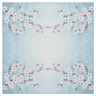 Blumenkirsche Blüten Dusky Pink Pale Blauer Patte Stoff