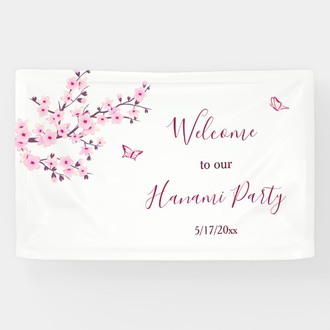 Blumenkirsche Blüten Rosa Weiß personalisieren Banner (Horizontal)