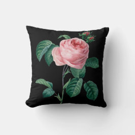 Blumenkissen des rosa Rosenschwarzen Kissen
